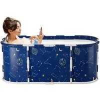 Rutaqian Badewanne Faltbare Badewanne, Erwachsene Tragbarer mit Metallrahmen, (Badewanne Kann Frei Eingebaut Werden mit Abdeckung,Verdickt,Einziehbar, 1-tlg), Großer Familie Badewanne für SPA, Dampfeimer für Sauna, Eisbad