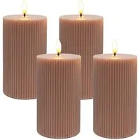 relaxdays LED-Kerze 4er Set 13 cm, Altrosa