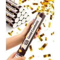 Partyjoker Konfetti Konfettikanone Gold - 5-8 m Konfettistrahl - einfach & sicher - Party, Großes Konfetti - Explosionsbox Kanone - Einfach & Sicher Zu Bedienen