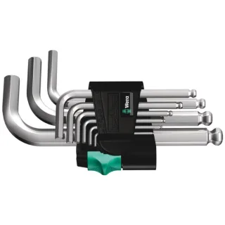 Wera 950/9 Hex-Plus 3 Winkelschlüsselsatz, metrisch, gestellverchromt, 9-teilig - 05133163001
