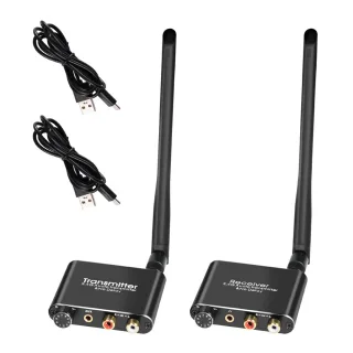 Wireless Audio Adapter with 2.4GHz Technology 50M Range RCA 3.5mm Connectivity Low Delay Clear Sound Type-C Power Dual V