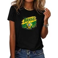 RMK T-Shirt Damen Shirt Rundhals Fußball Brasil WM aus Baumwolle