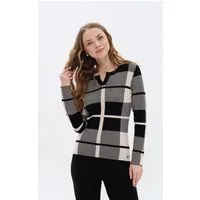Passioni Strickpullover mit Karomuster