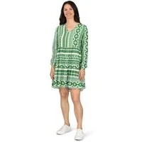DENIMFY Sommerkleid Damen Kleid DFIda A-Linie langarm Freizeitkleid mit V-Ausschnitt aus 100% Viskose