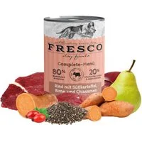 Fresco Dog Complete-Menü Rind mit Süßkartoffeln, Birne & Chiasamen 400 g - 12, für: Hund