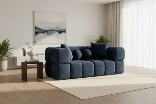 Sofa Designersofa VEGA 2-Sitzer in Stoff Egon Dunkelblau