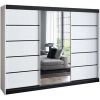 A&J MöbelLand GmbH Schiebetürenschrank VILUNO mit 4 Schubladen und Spiegel (TOP ANGEBOT! Geräumiger Schrank mit einer Breite von 200 cm und Spiegel, ideal zur Aufbewahrung von Kleidung und Accessoires. 4 Schubladen und viel Stauraum. TOP PRODUKT! Wäh