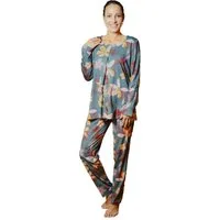 HUTSCHREUTHER Schlafanzug Damen Pyjama lang (2 tlg) Edles Design