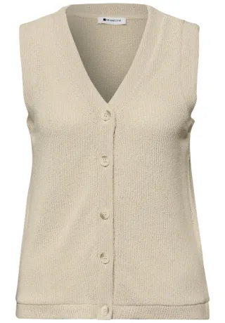 Street One - Ärmellose Strickweste mit V-Ausschnitt beige - Gr. - 38
