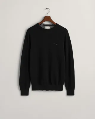 GANT - Rundhalspullover aus Baumwoll-Piqué black - Gr. - XXXL