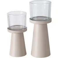 BOLTZE Windlicht Kerzenhalter Pius 2er Set Metall beige, zeitlos, pulverbeschichtet, mit Glaseinsatz, gemütliche Atmosphäre