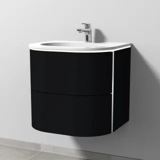 Sanipa 4balance Keramik-Set mit 2 Auszügen und LED-Beleuchtung, Schwarz-Matt, DL41108 DL41108