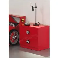 Vipack Nachtkommode Monza, MDF glänzend rot lackiert, 2 Schubladen (B/H/T ca. 47x40x47cm, Griff mit Felgen-Optik), rechts oder links anstellbar