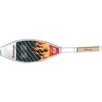 Master Grill & Party Grillrost MG148A Grillrost zum Braten von Fisch Toasten 68cm, Stahl verchromt, Holzgriff