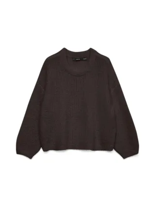 VERO MODA - VMCARMEN LS O-NECK PULLOVER Chocolate Torte - Gr. - L