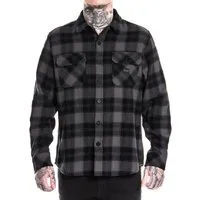 Sullen Clothing Langarmhemd Diamond Flannel Shirt Holzfällerhemd Kariert Grau