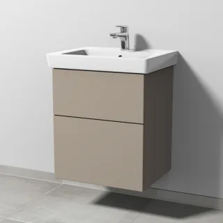 Sanipa 3way Waschtischunterbau zu Villeroy & Boch Subway 2.0 Waschtisch mit 2 Auszügen, Sandgrau-Mat SF61167