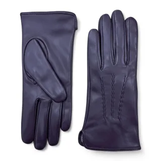 Lila Damen-Autofahrerhandschuhe aus italienischem Leder mit weichem Wollfutter und Winter-Ziernahtdesign