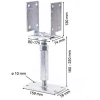 ROG-Gardenline Pfostenträger Pfostenträger U-Form Höhe und Aufnahme verstellbar - Stahl verzinkt, (1-St), Höhe verstellbar, Aufnahmefläche verstellbar
