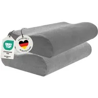 casimum Kissenbezug Schonbezüge für Orthopädisches Nackenkissen GRAU, (2 Stück), passend für ergonomisches Nackenstützkissen 60x30cm, Doppelpack (2Stk)