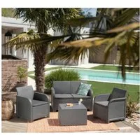 Keter Gartenlounge-Set Balkon und Garten San-Remo mit Tisch 2-Sitzer-Sofa, 2 Sessel, 1Tisch, 2-er Sofa, 2 Gartensessel, Tisch, Polsterauflangen, Montageanleitung