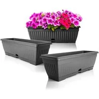BigDean Blumenkasten 3x Blumenkasten 50 cm mit abnehmbarem Untersetzer Balkonkasten (Set, 3 St., Pflanzkästen), Blumenkasten, Balkonkasten, Pflanzkasten, Mit Untersetzer