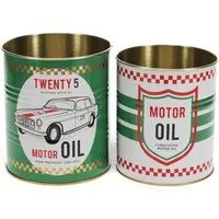 Rex London Aufbewahrungsdose Metall-Dosen 2er Set Ø11cm Ø10cm Retro Deko Aufbewahrung