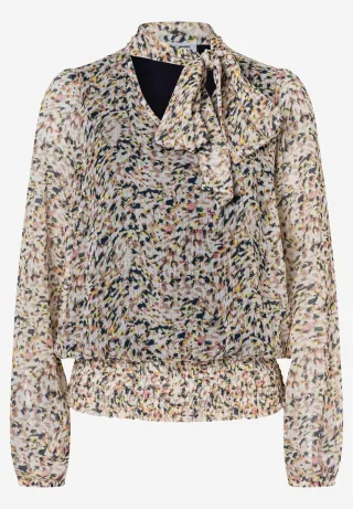 MORE & MORE - Chiffonbluse mit Schluppe weiß - Gr. - 36