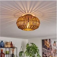 hofstein Deckenleuchte moderne Deckenlampe aus Metall/Bambus in Schwarz/Natur/Dunkelbraun, ohne Leuchtmittel, Deckenleuchte, Lichteffekt, Ø 30 cm, 1 x E27, ohne Leuchtmittel