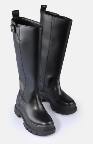 Buffalo Stiefel "ASPHA RIDING BOOT HI", Plateau, Langschaftstiefel, Reitstiefel mit verstellbaren Schnallen