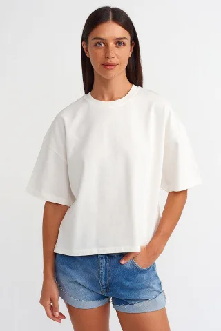 Übergroßes Baumwoll-Crewneck-T-Shirt