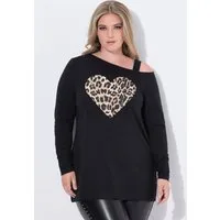 MIAMODA T-Shirt T-Shirt A-Linie Leo-Herz Schulter CutOut