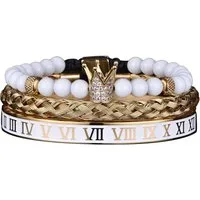 UNIQAL.de Edelstahlarmband Set Edelstahlarmband SET Herren "ROYAL KING" vergoldet - Set 4-Armbänder (Edelstahl, Casual Style, handgefertigt), mit Zirkonia