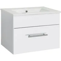 welltime Waschtisch Trento Light mit Keramik-Auflagebecken, 1 feste Blende und 1 Auszug, Breite: 61cm, Weiß