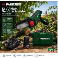 Parkside Akku-Kettensäge PARKSIDE 12V Akku-Gehölzschneider PGHSA 12 D3, Akku 2.0 Ah / Ladegerät
