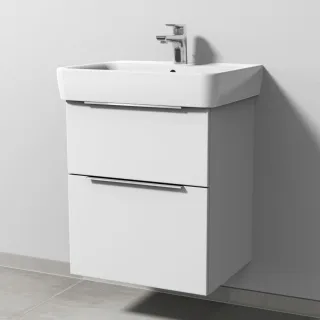 Sanipa 3way Waschtischunterbau zu Geberit Renova Plan Waschtisch mit 2 Auszügen, Weiß-Soft UM87443