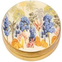 El Puente Pillendose Dose aus Messing in Creme mit Pflanzen-Motiv, Handmade, Handmade