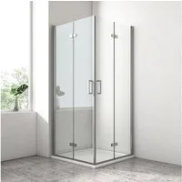 EMKE Eckdusche Duschkabine Falttür Eckdusche 195 cm mit Hebe-Senk-Mechanismus, BxT: 75x75 cm, Sicherheitsglas, set, 6mm Einscheibensicherheitsglas,180º doppelt Falttüren Duschabtrennung