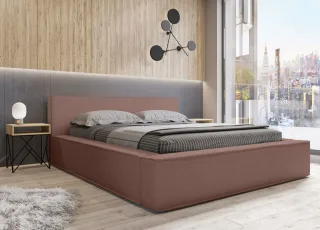 Polsterbett Doppelbett OMAHA 160x200cm in Stoff Now or Never Altrosa