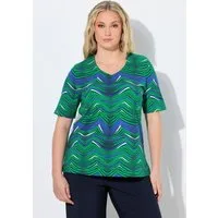 Ulla Popken T-Shirt T-Shirt grafischer Druck V-Ausschnitt Halbarm