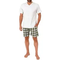 Normann Pyjama Normann Herren kurzarm Schlafanzug Shorty mit karierter Hose