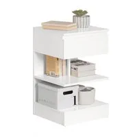 SoBuy Nachttisch FBT49, Nachtschrank Beistelltisch Aufbewahrungsschrank Sofatisch, Nachttisch schmal, mit 1 Schublade und 2 Ablagen, Schlafzimmer