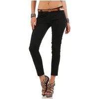 malito more than fashion Strickweste malito Damen Chinohose mit Gürtel, Stretch Caprihose, schicke Freiz Hose in klassischer Basic-Form
