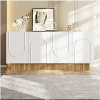 OKWISH Sideboard Sideboard 160x75x38 cm, 4 Türen, matte Front – modernes Design (Packung, 1 St., Stilvolle Aufbewahrung für Wohnzimmer & Essbereich), großem Stauraum und klarer U-Form-Struktur