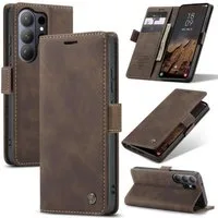 CaseMe Handyhülle Premium Hülle für Samsung Klapphülle Samsung S26 Ultra-Dunkelbraun