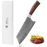 Wakoli Asiamesser Edib Chai Dao Damastmesser I Kochmesser Küchenmesser I 19cm Klinge, Aus 67 Lagen Damaststahl, VG10 Kern, Pakkaholzgriff, inkl. Geschenkbox