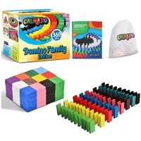 Calmado Spielesammlung Domino Steine Spiel aus Holz Dominosteine im Set + Tasche + Anleitung