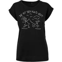 Youth Designz Print-Shirt Die Mit Hund Geht" Damen T-Shirt Statement Geschenk Frauen Motiv mit stylischen Frontprint für Frauen