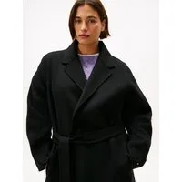 Tommy Hilfiger Curve Kurzmantel CRV DF WOOL REG BELTED MIDI COAT in großen Größen, aus reiner Wolle