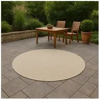 Carpetia Outdoorteppich In- & Outdoorteppich Jute-Look, rund, Höhe: 5 mm, robuste Struktur wetterfest & pflegeleicht